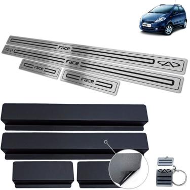 Imagem de Soleiras Aço Inox Chery Face 2010 a 2015 Preto Baixo Relevo