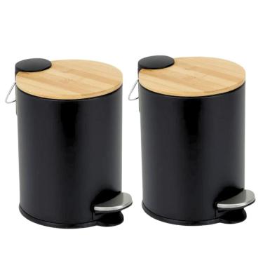 Imagem de Lixeira com Tampa de Bambu 3 Litros - Durável e Elegante