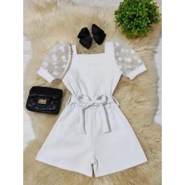 Imagem de Macaquinho - Meia Manga Tule - Do 02 ao 10 - BettaShop, Branco