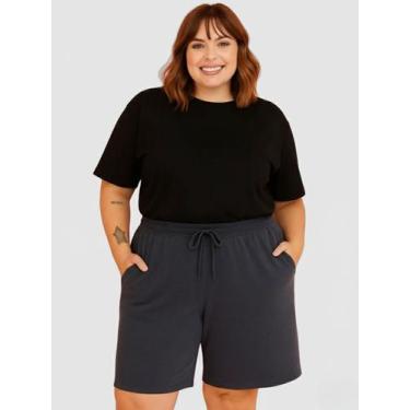 Imagem de Bermuda de Moletom Plus Size Feminino Cinza Shorts de Moletom Plus Siz