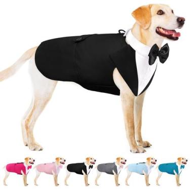 Imagem de Terno formal de smoking para cães AOFITEE para cães médios com bandana