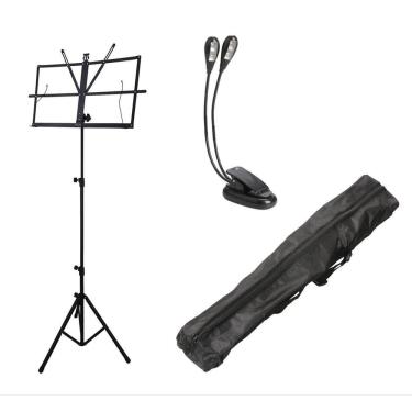 Imagem de Pedestal Suporte Estante Partitura C/Bag,Luminária 4 Leds