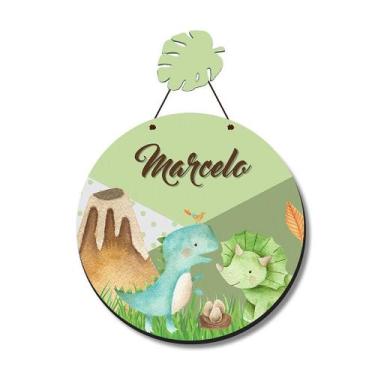 Imagem de Enfeite Porta Maternidade MDF Personalizado Dinossauro Aquarela - Idei