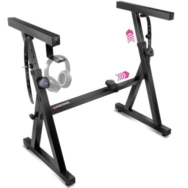 Imagem de Liquid Stands Suporte de teclado de piano - Suporte de música ajustável e portátil estilo Z para crianças e adultos - Pianos elétricos de 54 a 88 teclas - Suporte de teclado musical resistente (preto)