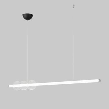 Imagem de Luminária pendente LED, moderna, linear, suspensa, luminária para ilha de cozinha, lustre branco minimalista, luzes de teto com globo de vidro para sala de jantar, mesa de bilhar, loja