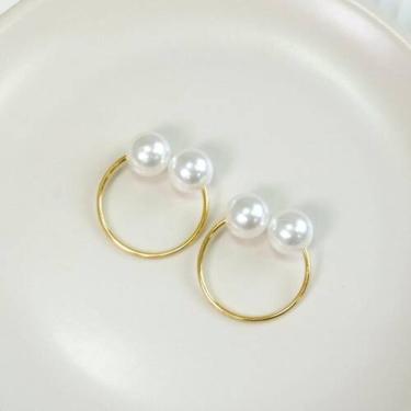 Imagem de Kit 6 Pçs Anel para Guardanapo 6 Lugares Pérola Dupla Grande 4x3cm Arg