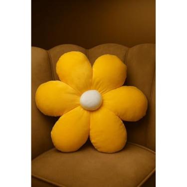 Imagem de Almofada Decorativa Margarida em Cetim - Formato Floral para Ambientes Internos (AMARELO)