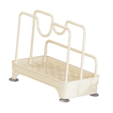 Imagem de Fenteer Organizador de tampa de panela, potes, panelas, organizador para armário, suporte de aço inoxidável, suporte para tampa de panela, assadeiras, potes e, Bege