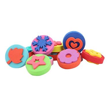 Imagem de Ymiko Esponjas de Pintura para Crianças, Selos de Tinta Esponjas de Pintura de EVA Carimbo de de Espuma 12 PCS de Dupla Face de Arte para Crianças, Bebês, Aprendizagem Precoce e Artesanato, Faça