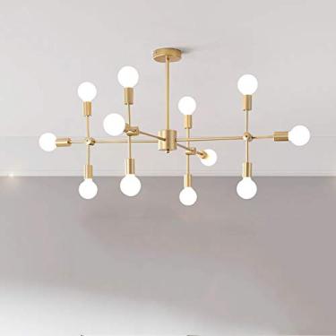 Imagem de E27 Lustre Moderno Sputnik Mid Century Luminária Pendente Luminária de Teto Industrial Dourada para Cozinha Sala de Jantar Sala de Estar Hall de Entrada-Dourado. 12 Cabeças