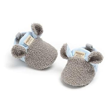 Imagem de Pantufas de lã aconchegantes, sapatos macios para bebês com solas de aderência, sapatos de inverno para recém-nascidos para recém-nascidos, A03 Cinza, 0-6 Months Infant