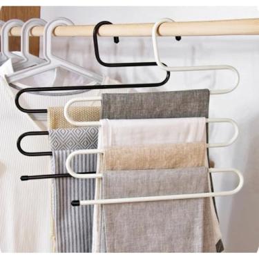 Imagem de Kit 3 Cabides de Metal em S com 5 Divisórias – Suporte Multiuso para Calças, Saias e Bermudas | Organizador de Guarda-Roupa(2 Peça)