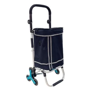 Imagem de Carrinho de Compras Dobrável com Bolsa Térmica | 6 Rodas 360° para Subir Escadas Facilmente