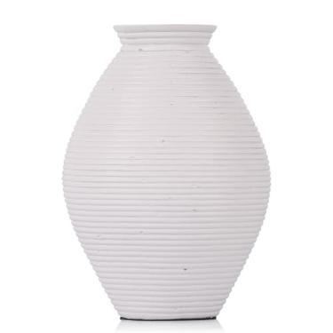 Imagem de Vaso de resina envelhecido moderno, vaso rústico de fazenda de 21 cm para decoração de casa, vasos altos minimalistas para mesa de sala de estar, banheiro, férias, casamentos, prateleiras, livros