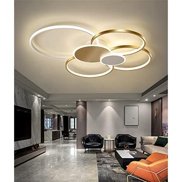 Imagem de Luminária de teto LED regulável para sala de estar, iluminação de teto para quarto, lâmpada com controle remoto, design criativo, lustre de acrílico de metal para decoração de sala de estar,