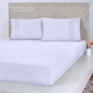 Imagem de Lençol Queen Bella Cama Malha 100% Algodão 158x198x35cm Branco