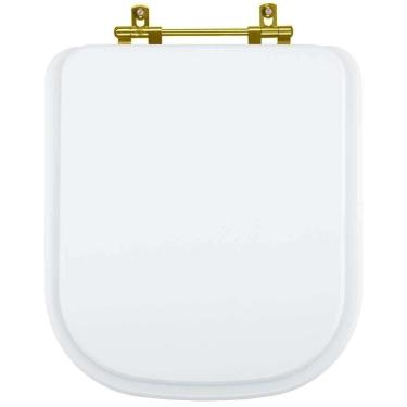 Imagem de Tampa De Vaso Poliéster Axis Branco Para Bacia Deca Com Ferragem Dourada
