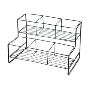 Imagem de SiaBiced Organizador de xarope, suporte para garrafas de, 2 camadas, 6 garrafas, suporte para mesa de centro, vinho