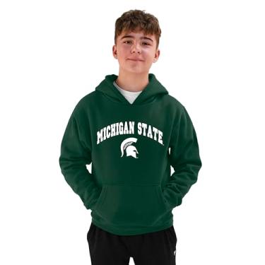 Imagem de Little King Moletom com capuz NCAA Youth Boys - Logotipo do arco - Cores do time - Estado de Michigan - Verde escuro - Médio juvenil