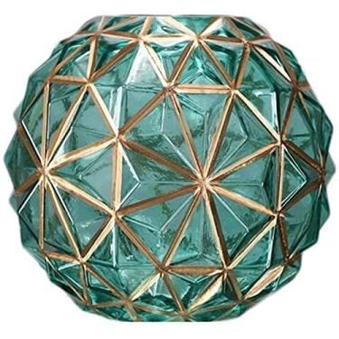 Imagem de Vaso Grave Hometransparent Glass Flower Arrangement Water Home Decoration Golden Border Brighter Floral Life Neutral Color Design Glass for Flowers (Cor: Verde Tamanho: Médio) (Verde Pequeno)