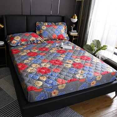 Imagem de Lençol infantil de fácil lavagem, leve, impermeável, acolchoado, capa de colchão, protetor, lençol de cama para quarto, apartamento, rosa, 150 x 200 cm (cinza solteiro 120 x 200 cm)