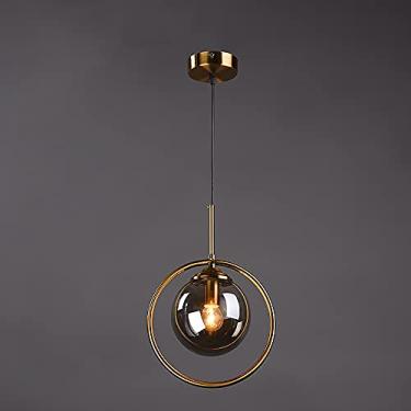 Imagem de YQSLQZZ Lustre vintage para casa de fazenda, luminária pendente de vidro industrial, anel de ouro, iluminação decorativa de cabeceira, luz de teto suspensa, para sala de jantar, bar, cozinha ilha