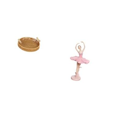 Imagem de Fenteer Tigela de Lanche E Prato de Pão com Cesta de Frutas Trançada, Estatueta de Bailarina, Escultura de em Resina para Mesa, Escritório, Sala de Est