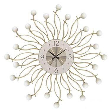 Imagem de WYUYIWH Relógio de parede de luxo leve para família moderno estilo simples decoração relógio de parede silencioso silencioso sem tique-taque com mostrador estereoscópico para pendurar na parede