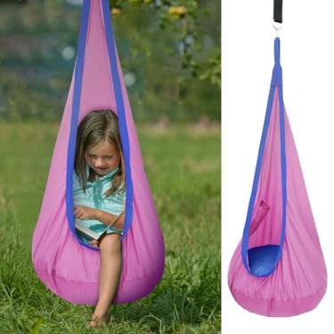 Imagem de Cadeira infantil com almofada inflável, balanço sensorial para uso interno e externo, com bolso máximo de 79,8 kg (rosa)