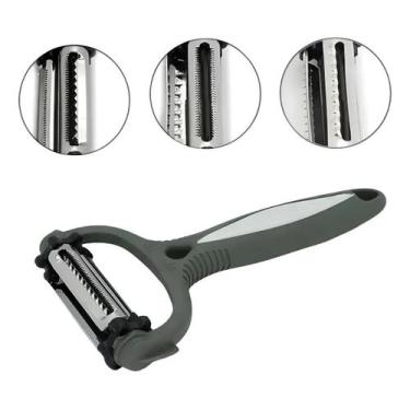 Imagem de Descascador Fatiador Manual Multifuncional de Alimentos 3 Em 1 Lâminas