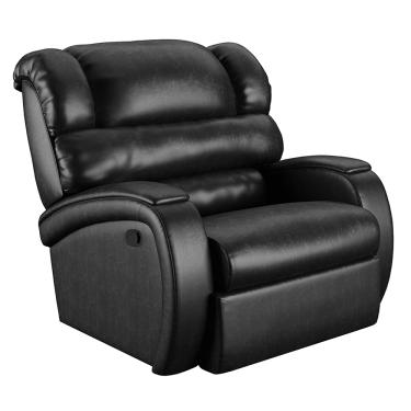 Imagem de Poltrona do Papai Reclinável Napoli Manual Gatilho PU Preto Brilho FH1 - D'Rossi
