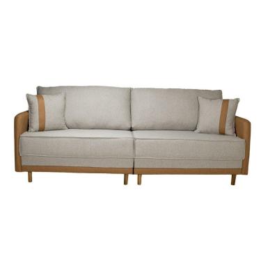 Imagem de Sofá 4 Lugares Magazin Angra Bege e Carvalho, 230 cm