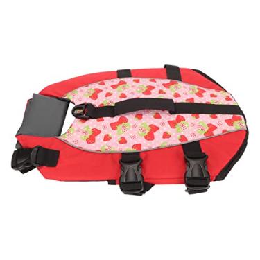 Imagem de Colete salva-vidas ajustável para cães com alça traseira para animais de estimação médio e grande vermelho (M)