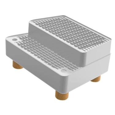 Imagem de Stgfyxgs Rampa para Areia de Gato, Banco de Degrau, Fácil de Limpar, Removível, Lavável E Destacável, Camada Dupla para Gatos Pequenos de Interior, Cinza Claro