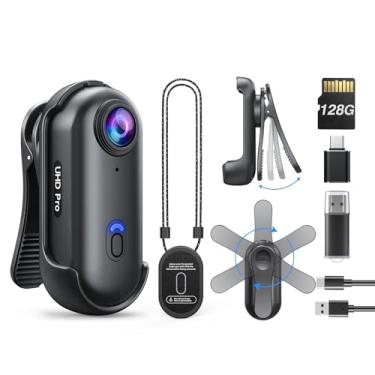 Imagem de BOBLOV Mini câmera corporal W4, câmera vestível com clipe giratório de 360° e clipe magnético, 120 minutos para gravação 1080p, fácil de usar para palestras, viagens, caminhadas com animais de