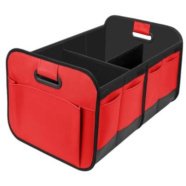 Imagem de KiBcsLic Organizador de porta-malas de carro Organizador de caixa de carro Tecido Oxford Acessórios Versáteis Dobráveis ​​para Mulheres Homens Grande, Vermelho