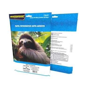Imagem de Papel Fotográfico Adesivo A4 Glossy 115g 50 Folhas Masterprint Branco