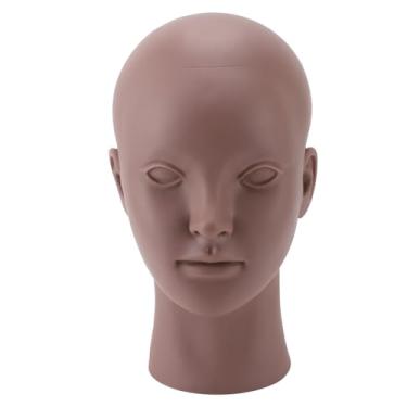 Imagem de Feminino cabeça careca manequim pvc borracha macia textura pele humana maquiagem prática manequim cabeça para peruca chapéu cachecol exibição