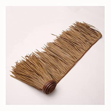 Imagem de Palmeira artificial telhado de palha decorativo palmeira rolo de palha 50 x 100 cm painéis de palha de plástico PE à prova de fogo resistente a rasgos para tiki bar jardim pátio deck gazebos casa