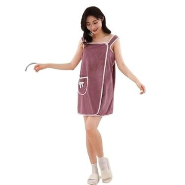 Imagem de Toalha Banhão, Saída de Banho Toalha Vestido Microfibra Macia Absorvente, para Praia, Piscina E Casa(70x140cm)(Roxo & RYQ-01)