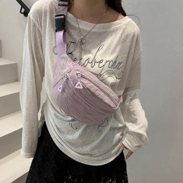 Imagem de Pochete feminina com alça ajustável para viagem casual, corrida, caminhada, ciclismo, Roxa, Simples