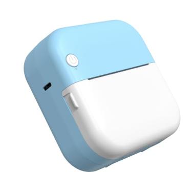Imagem de Impressora portátil mini impressora térmica de bolso Bluetooth sem fio para fotos, diário de estudo, trabalho com 1 rolo de papel, compatível com Android iOS azul