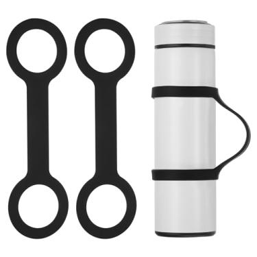 Imagem de Alça de suporte de garrafa de água, 2 peças de silicone macio portátil antiderrapante alça de suporte de garrafa de água para corrida ao ar livre, bicicleta, academia, corrida, transporte, preto