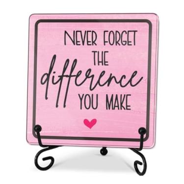 Imagem de Decoração de placa acrílica para escritório em casa, nunca esqueça a diferença que você faz. Sinal de lembrete positivo com suporte, decoração de mesa de escritório em casa, presentes para famílias