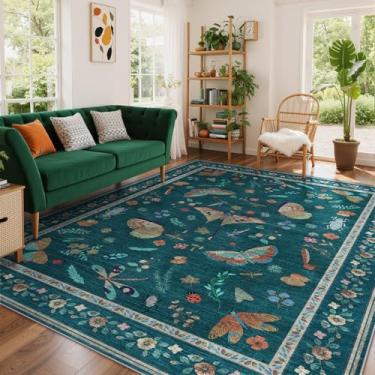 Imagem de Tapetes para sala de estar com estampa de insetos - Tapete macio sem seda resistente a manchas para quarto, tapete ultrafino lavável à máquina para sala de jantar, berçário infantil, escritório (19 x