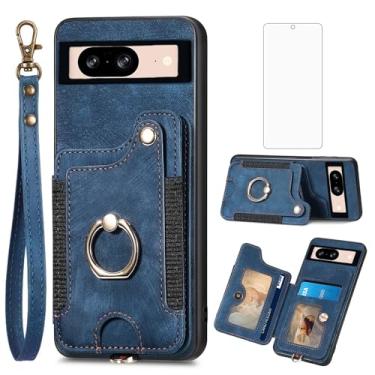 Imagem de Asuwish Capa de celular para Google Pixel 8 5G capa carteira com protetor de tela de vidro temperado e alça de pulso RFID suporte de cartão de crédito anel acessórios para celular Pixel8 oito mulheres