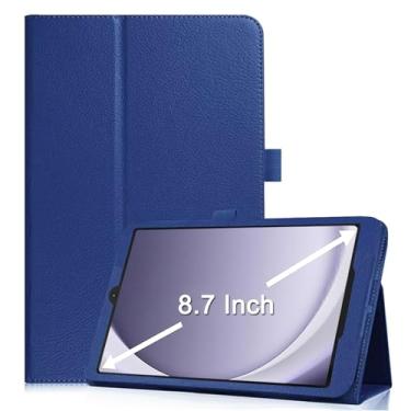 Imagem de Capa para Galaxy Tab A9 8,7 polegadas lançado em 2023, capa de couro PU leve capa protetora com suporte para tablet Samsung Galaxy Tab A9 de 8,7 polegadas (modelo SM-X110/X115/X117), azul escuro