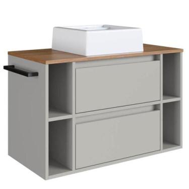 Imagem de Gabinete Para Banheiro Com Cuba 01 Porta 80cm Mel Arenas Proddy Mel - 