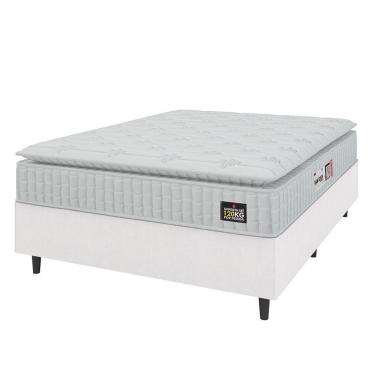 Imagem de Cama Box Colchão Casal Espuma D33 Vangogh Pillow Top 138x188x67cm Linho Branco Hellen Branco