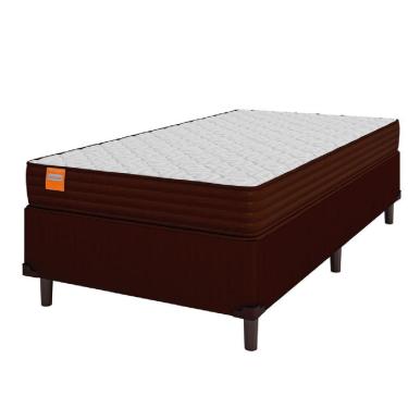 Imagem de Cama Box Solteiro Colchão Molas Ensacadas 88x188x60cm Marrom/Branco Suporta Até 200kg Por Pessoa